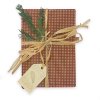 Gift Wrap: Country Gingham recycled kraft tissue wrap, natural raffia ribbon, personalized notecard