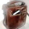 Detail View: The "body side" of our Locking "Reporter Bag" of Finest Italian Leather features a zippered pocket for easy access 