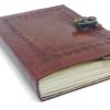 Our Exotic Handmade Leather Journal is filled with 200 unlined pages of thick, hand-made paper for writing or drawing.