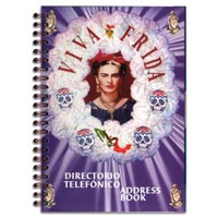 Front Cover View: the Frida Kahlo Art Telephone Address Book by Gusano de Luz.