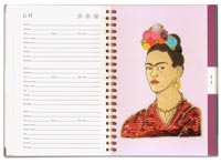Inside: Tabbed Page I-J by Patva Promocionales Frida with Sequins and Flowers.